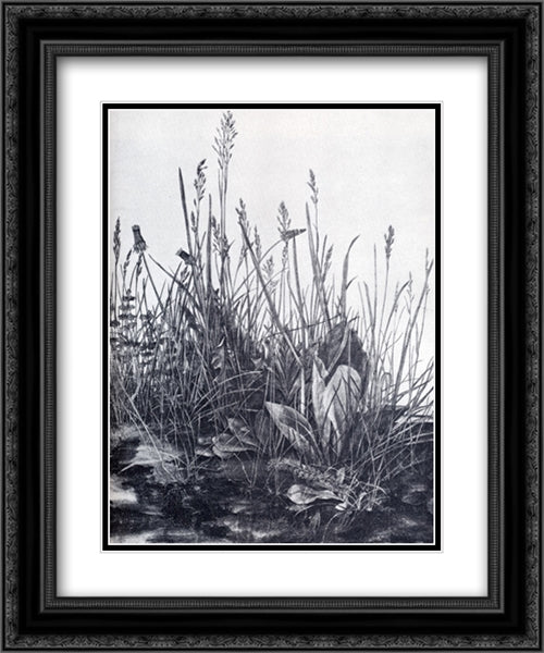The So-Called Great Piece Of Turf 20x24 Black Ornate Wood Framed Art Print Poster with Double Matting by Durer, Albrecht