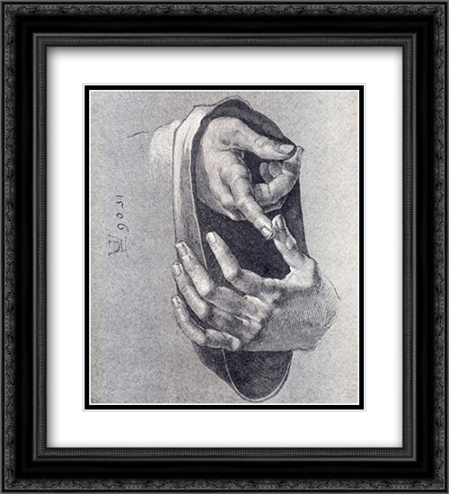 Boy's Hands 20x22 Black Ornate Wood Framed Art Print Poster with Double Matting by Durer, Albrecht