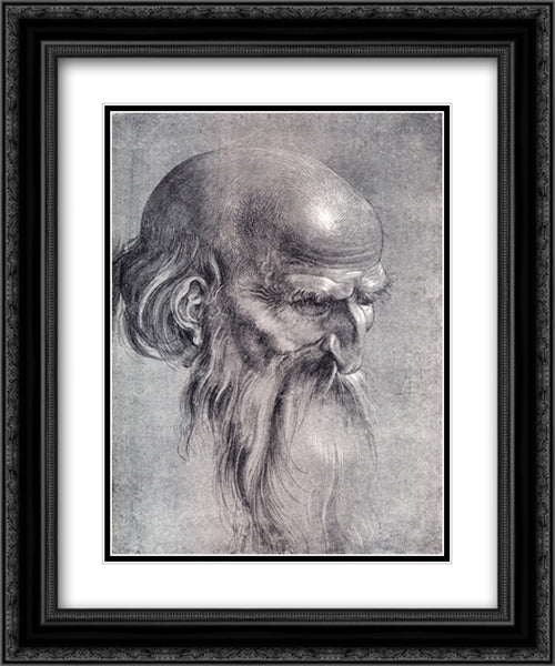 Head Of An Apostle Looking Downward 20x24 Black Ornate Wood Framed Art Print Poster with Double Matting by Durer, Albrecht