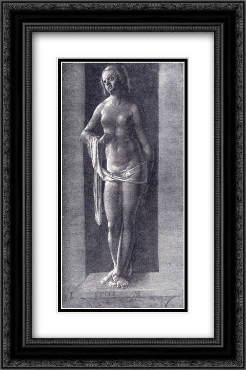 Lucrece 16x24 Black Ornate Wood Framed Art Print Poster with Double Matting by Durer, Albrecht