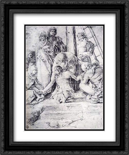 The Lamentation 20x24 Black Ornate Wood Framed Art Print Poster with Double Matting by Durer, Albrecht
