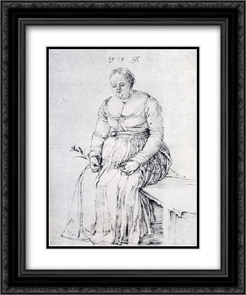 Seated Woman 20x24 Black Ornate Wood Framed Art Print Poster with Double Matting by Durer, Albrecht