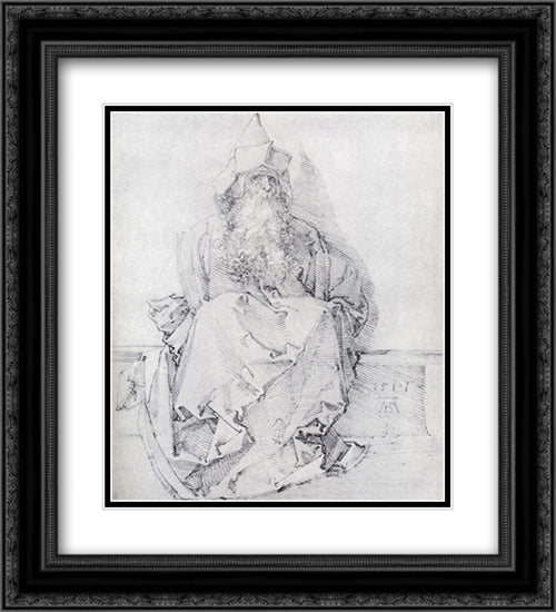 Seated Prophet 20x22 Black Ornate Wood Framed Art Print Poster with Double Matting by Durer, Albrecht