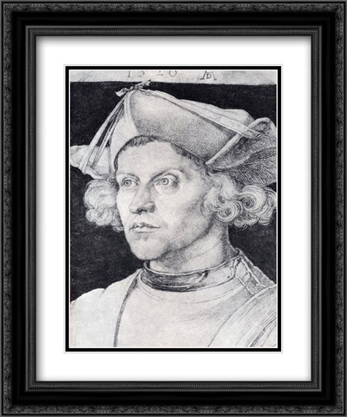 Portrait Of An Unknown Man 20x24 Black Ornate Wood Framed Art Print Poster with Double Matting by Durer, Albrecht