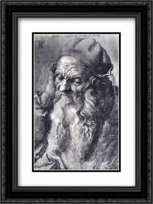 Head Of An Old Man 18x24 Black Ornate Wood Framed Art Print Poster with Double Matting by Durer, Albrecht