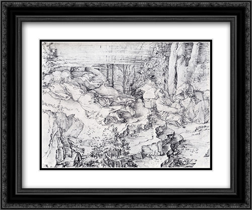 Christ On The Mount Of Olives 24x20 Black Ornate Wood Framed Art Print Poster with Double Matting by Durer, Albrecht