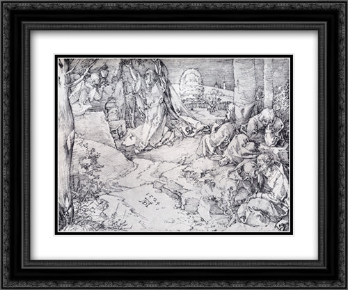 Christ On The Mount Of Olives 24x20 Black Ornate Wood Framed Art Print Poster with Double Matting by Durer, Albrecht