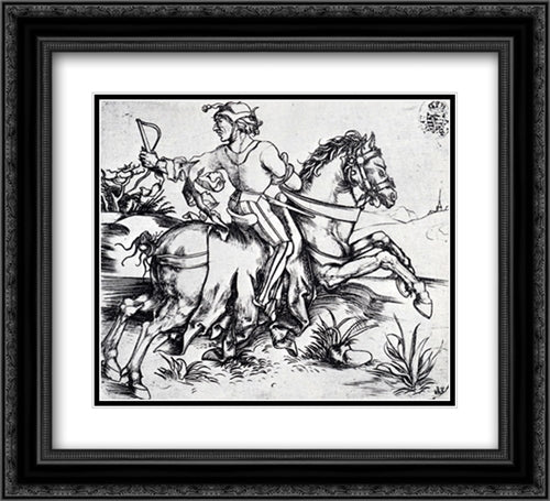 The Great Courier 22x20 Black Ornate Wood Framed Art Print Poster with Double Matting by Durer, Albrecht