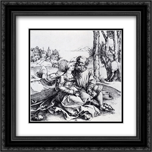 The Ill-Assorted Couple 20x20 Black Ornate Wood Framed Art Print Poster with Double Matting by Durer, Albrecht