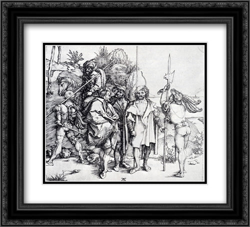 Five Lansquenets And An Oriental On Horseback 22x20 Black Ornate Wood Framed Art Print Poster with Double Matting by Durer, Albrecht