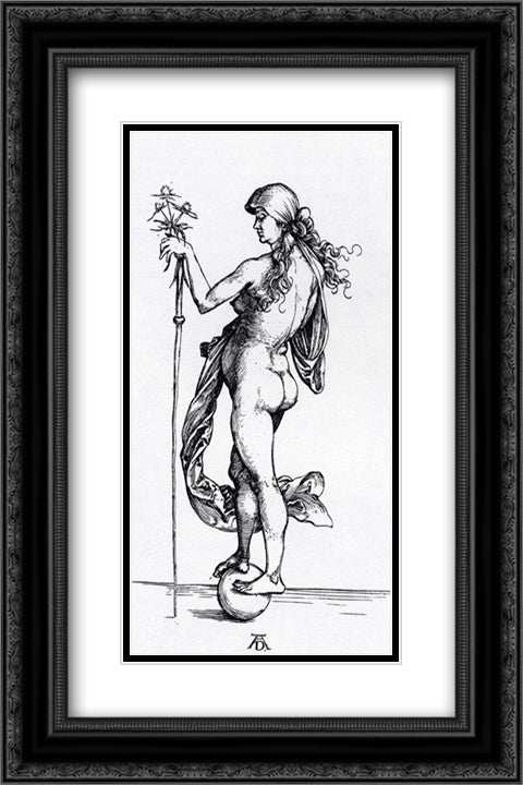 Fortune 16x24 Black Ornate Wood Framed Art Print Poster with Double Matting by Durer, Albrecht