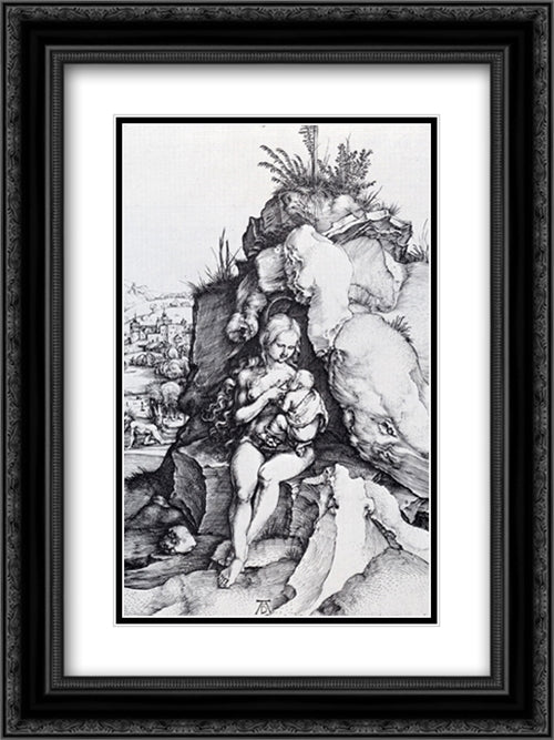 The Penance Of St. John Chrysostom 18x24 Black Ornate Wood Framed Art Print Poster with Double Matting by Durer, Albrecht