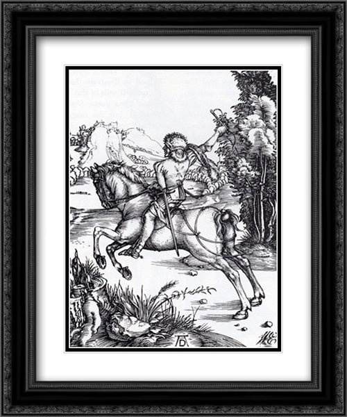 The Small Courier 20x24 Black Ornate Wood Framed Art Print Poster with Double Matting by Durer, Albrecht