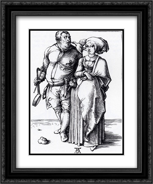 The Cook And His Wife 20x24 Black Ornate Wood Framed Art Print Poster with Double Matting by Durer, Albrecht