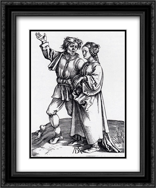 Rustic Couple 20x24 Black Ornate Wood Framed Art Print Poster with Double Matting by Durer, Albrecht
