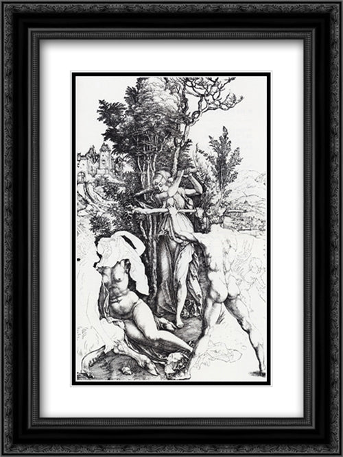 Hercules At The Crossroads 18x24 Black Ornate Wood Framed Art Print Poster with Double Matting by Durer, Albrecht