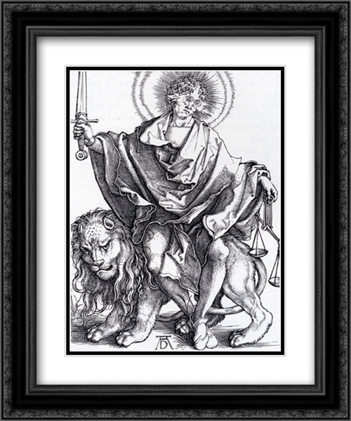 Sol Justitiae 20x24 Black Ornate Wood Framed Art Print Poster with Double Matting by Durer, Albrecht