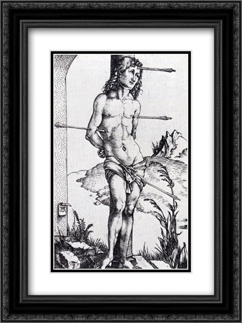 St. Sebastian At The Column 18x24 Black Ornate Wood Framed Art Print Poster with Double Matting by Durer, Albrecht