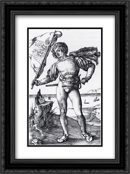 The Standard Bearer 18x24 Black Ornate Wood Framed Art Print Poster with Double Matting by Durer, Albrecht