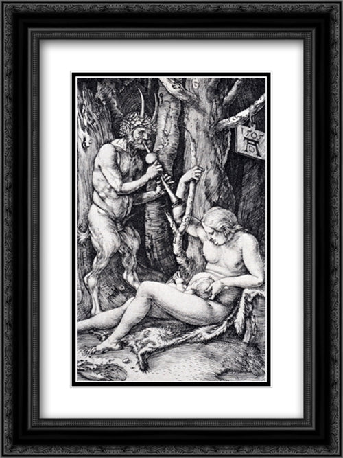 Satyr Family 18x24 Black Ornate Wood Framed Art Print Poster with Double Matting by Durer, Albrecht