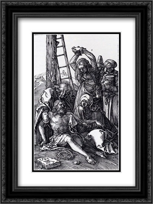 Lamentation Over Christ (Engraved Passion) 18x24 Black Ornate Wood Framed Art Print Poster with Double Matting by Durer, Albrecht