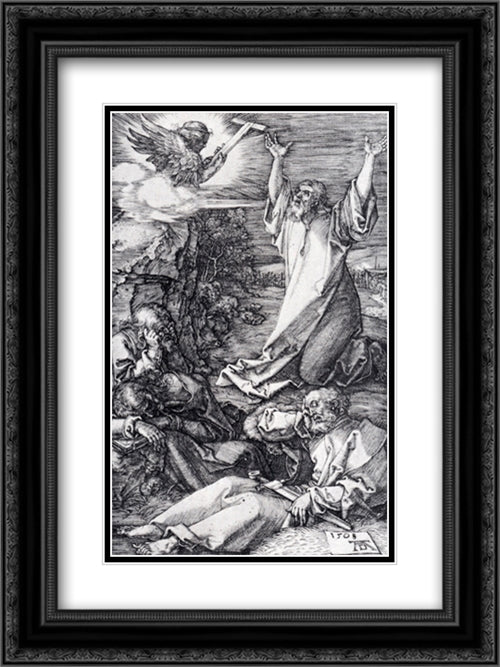 Agony In The Garden (Engraved Passion) 18x24 Black Ornate Wood Framed Art Print Poster with Double Matting by Durer, Albrecht