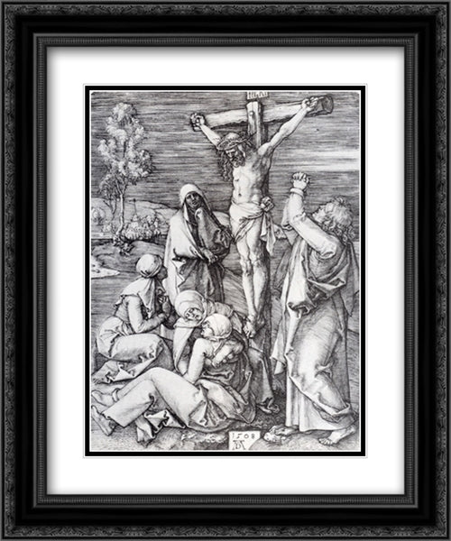 Crucifixion 20x24 Black Ornate Wood Framed Art Print Poster with Double Matting by Durer, Albrecht