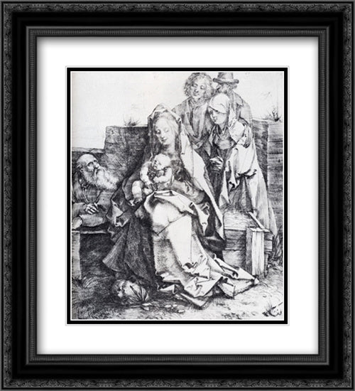 The Holy Family With St. John, The Magdalen And Nicodemus 20x22 Black Ornate Wood Framed Art Print Poster with Double Matting by Durer, Albrecht