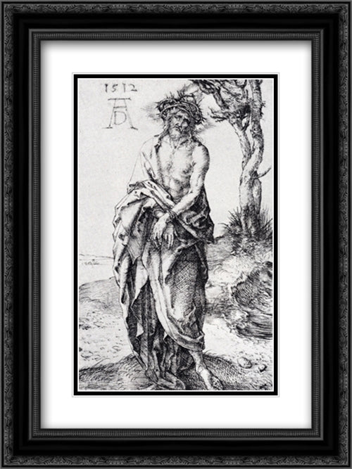 Man Of Sorrows With Hands Bound 18x24 Black Ornate Wood Framed Art Print Poster with Double Matting by Durer, Albrecht