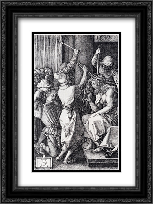 Christ Crowned With Thorns 18x24 Black Ornate Wood Framed Art Print Poster with Double Matting by Durer, Albrecht