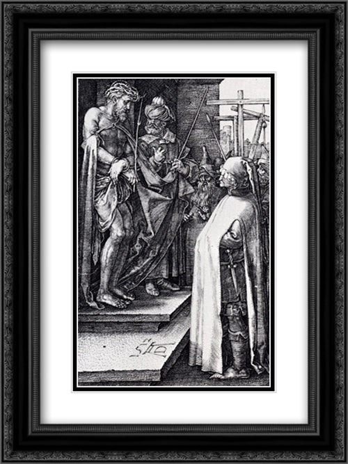 Ecce Homo (Engraved Passion) 18x24 Black Ornate Wood Framed Art Print Poster with Double Matting by Durer, Albrecht