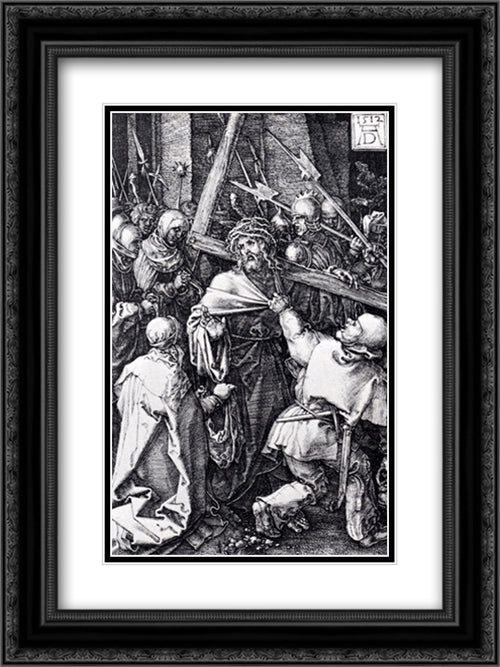 Bearing Of The Cross (Engraved Passion) 18x24 Black Ornate Wood Framed Art Print Poster with Double Matting by Durer, Albrecht