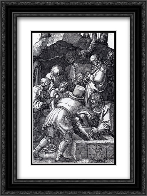 Deposition (Engraved Passion) 18x24 Black Ornate Wood Framed Art Print Poster with Double Matting by Durer, Albrecht