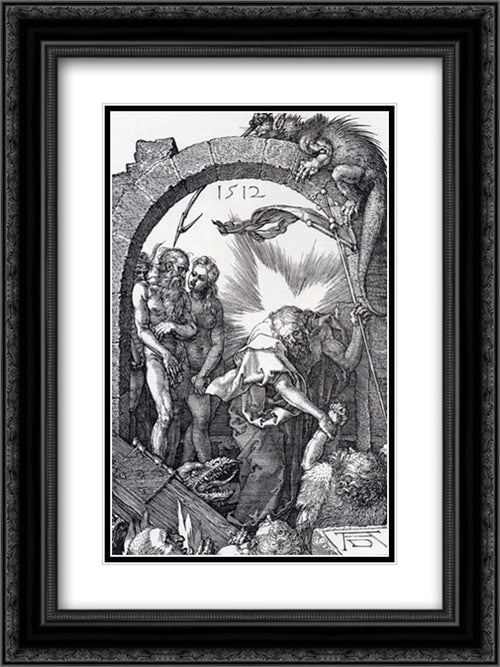 Harrowing Of Hell (Engraved Passion) 18x24 Black Ornate Wood Framed Art Print Poster with Double Matting by Durer, Albrecht