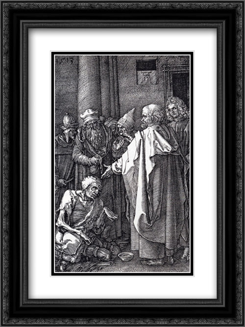 St. Peter And St. John Healing The Cripple 18x24 Black Ornate Wood Framed Art Print Poster with Double Matting by Durer, Albrecht