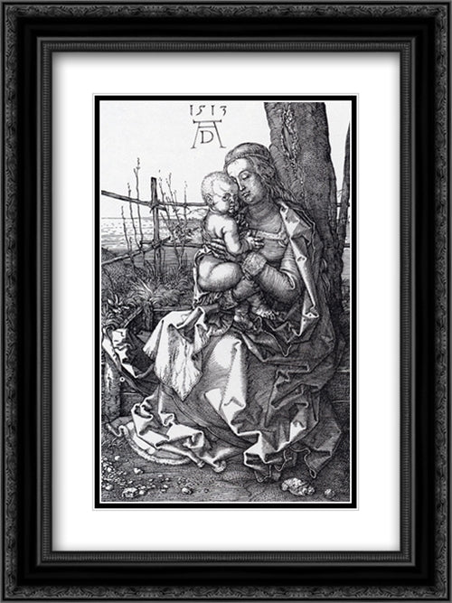 Madonna By The Tree 18x24 Black Ornate Wood Framed Art Print Poster with Double Matting by Durer, Albrecht