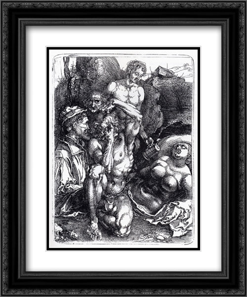 The Desperate Man 20x24 Black Ornate Wood Framed Art Print Poster with Double Matting by Durer, Albrecht