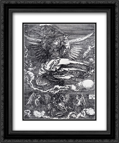 Sudarium Spread Out By An Angel 20x24 Black Ornate Wood Framed Art Print Poster with Double Matting by Durer, Albrecht
