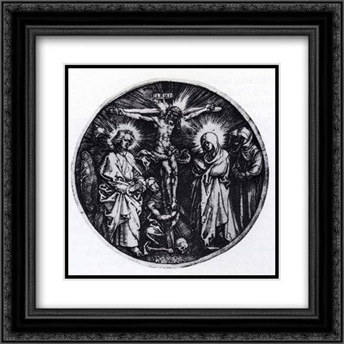 Crucifixion (Round) 20x20 Black Ornate Wood Framed Art Print Poster with Double Matting by Durer, Albrecht