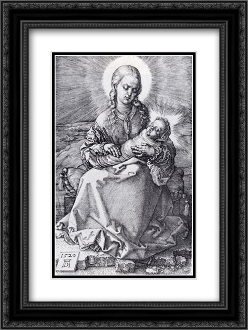 Madonna With The Swaddled Infant 18x24 Black Ornate Wood Framed Art Print Poster with Double Matting by Durer, Albrecht
