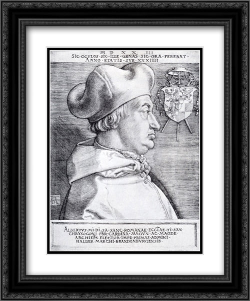Cardinal Albrecht Of Brandenburg 20x24 Black Ornate Wood Framed Art Print Poster with Double Matting by Durer, Albrecht