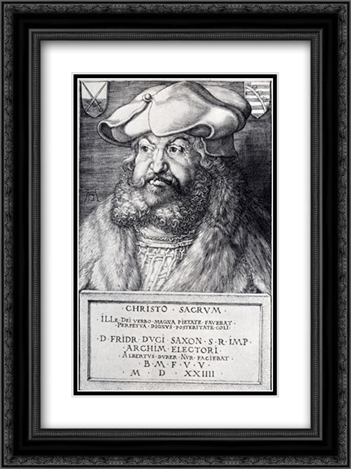 Frederick The Wise, Elector Of Saxony 18x24 Black Ornate Wood Framed Art Print Poster with Double Matting by Durer, Albrecht