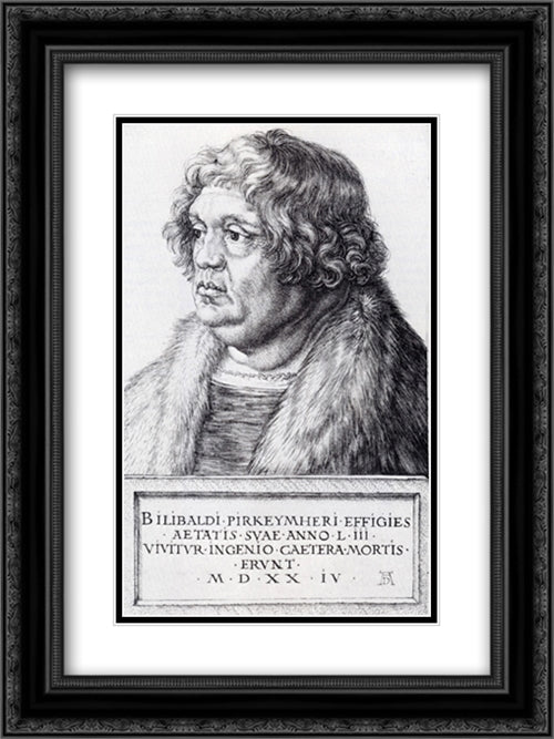 Willibald Pirckheimer 18x24 Black Ornate Wood Framed Art Print Poster with Double Matting by Durer, Albrecht