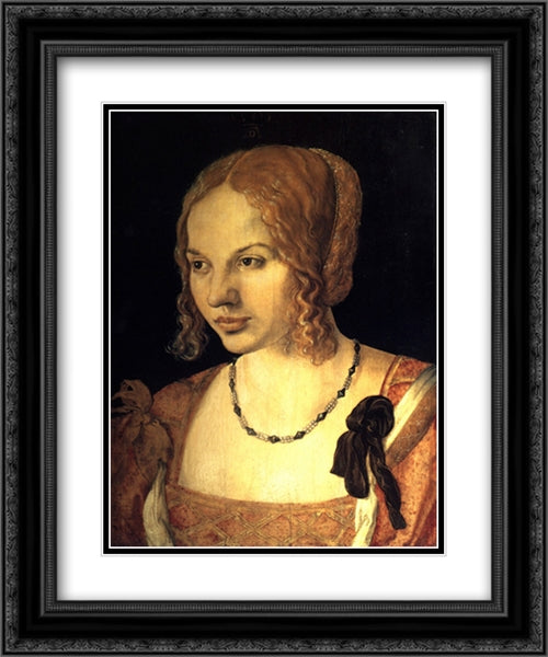 Portrait of a Young Venetian Woman 20x24 Black Ornate Wood Framed Art Print Poster with Double Matting by Durer, Albrecht