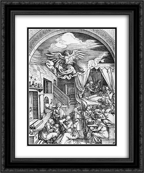 Birth of the Virgin 20x24 Black Ornate Wood Framed Art Print Poster with Double Matting by Durer, Albrecht