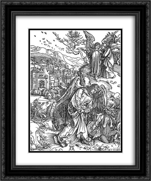 Angel with the Key to the Bottomless Pit 20x24 Black Ornate Wood Framed Art Print Poster with Double Matting by Durer, Albrecht