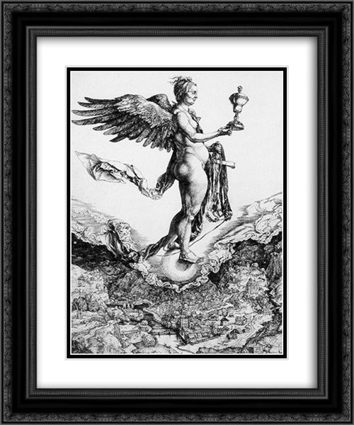 Nemesis 20x24 Black Ornate Wood Framed Art Print Poster with Double Matting by Durer, Albrecht