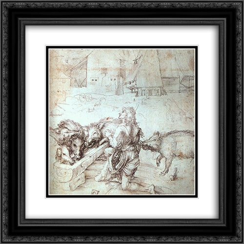 The Prodigal Son 20x20 Black Ornate Wood Framed Art Print Poster with Double Matting by Durer, Albrecht