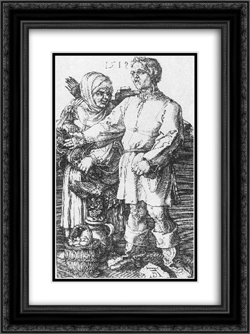 Peasants at the Market 18x24 Black Ornate Wood Framed Art Print Poster with Double Matting by Durer, Albrecht