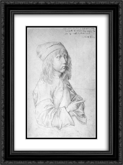 Self Portrait at 13 18x24 Black Ornate Wood Framed Art Print Poster with Double Matting by Durer, Albrecht